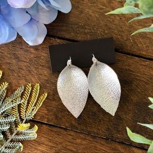 Silver Metallic Leather Earrings